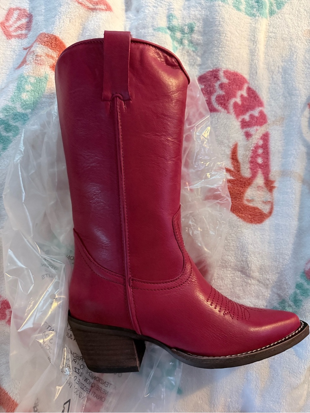 Steve Madden Red Leather Western Ankle Boot
